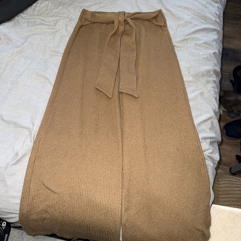 Urban Outfitters Tan Maxi Pencil Skirt with Tie Front
